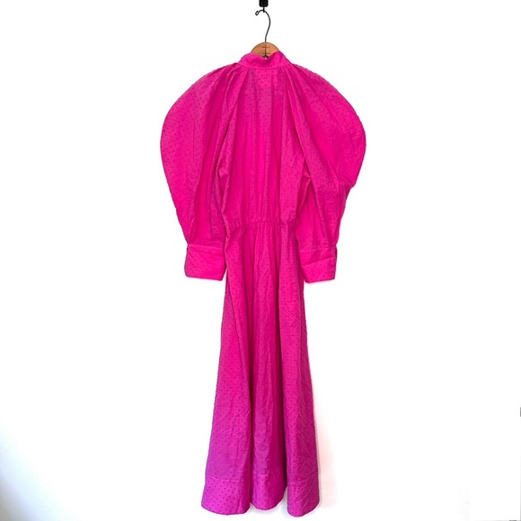 CRIDA | Milano Women's Pink Busseto Blouson-Sleeve Swiss Dot Dress Size 8 - Picture 6 of 12